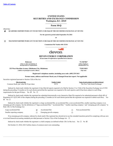 Miniature Devon Energy
 Rapport trimestriel 2024-q3