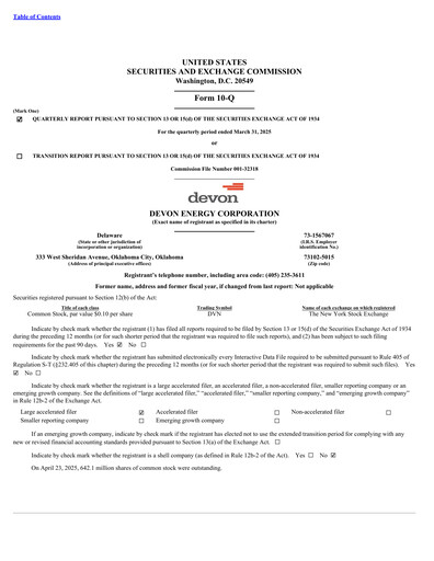 Miniature Devon Energy
 Rapport trimestriel 2025-q1