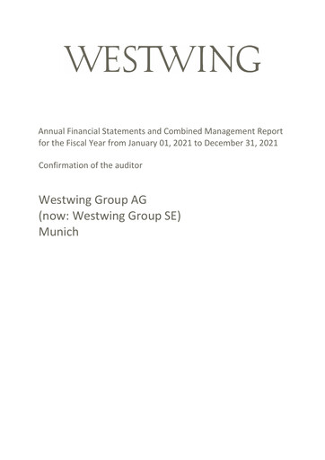 Thumbnail Westwing Group Financial Statement 2021