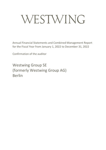 Thumbnail Westwing Group Financial Statement 2022