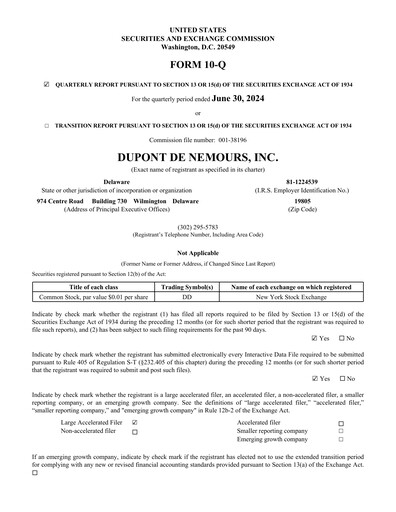 Thumbnail Dupont De Nemours Quarterly Report 2024-q2