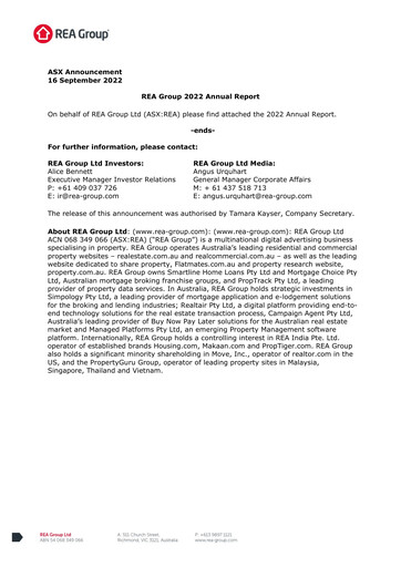 Thumbnail REA Group Annual Report 2022