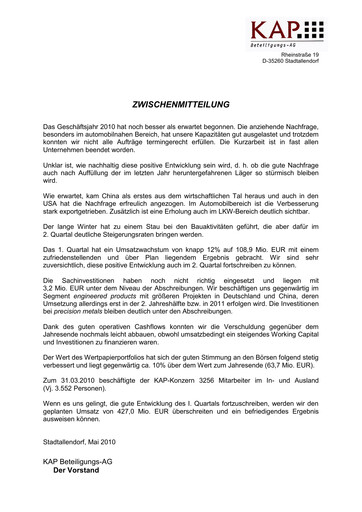 Thumbnail KAP AG Quarterly Report 2010-q1