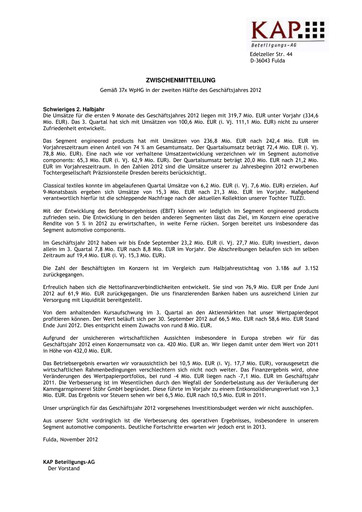 Thumbnail KAP AG Quarterly Report 2012-q3