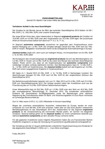 Thumbnail KAP AG Quarterly Report 2013-q1