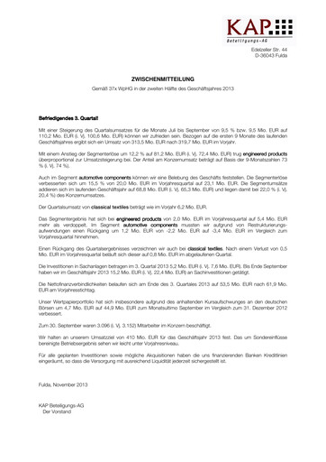 Thumbnail KAP AG Quarterly Report 2013-q3