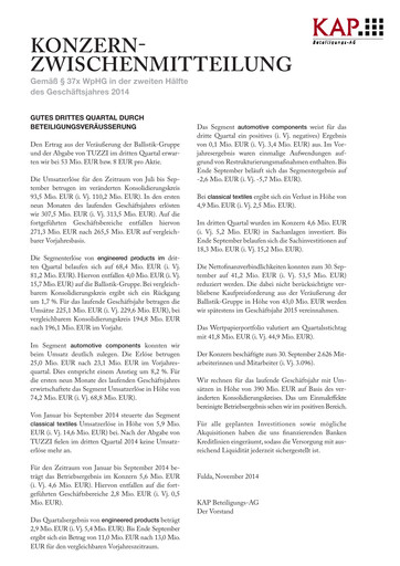 Thumbnail KAP AG Quarterly Report 2014-q3