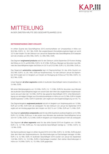 Thumbnail KAP AG Quarterly Report 2016-q3