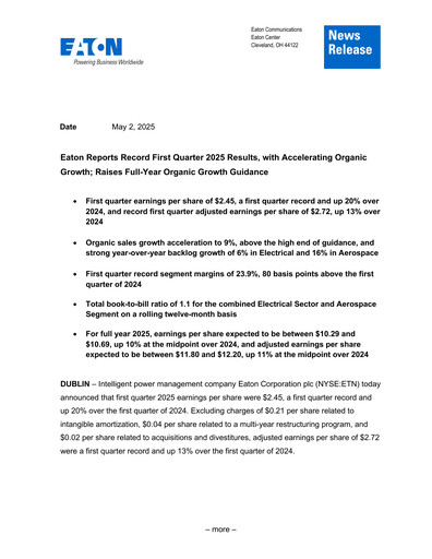 Thumbnail Eaton Quarterly Report 2025-q1