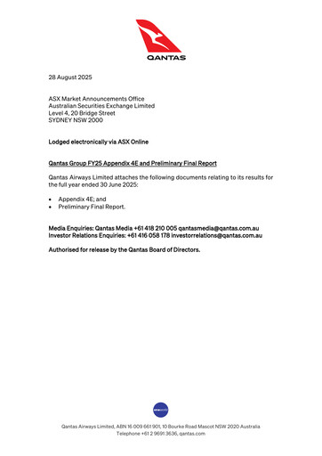 Thumbnail Qantas Airways
 Financial Statement 2025