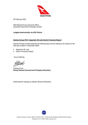 Thumbnail Qantas Airways
 Half-year Report 2021-h1