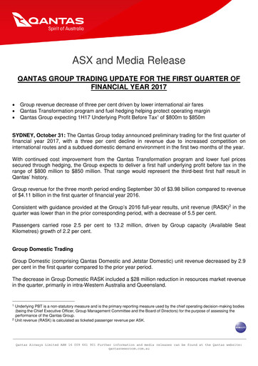 Thumbnail Qantas Airways
 Quarterly Report 2017-q1