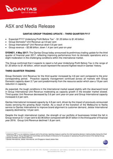 Thumbnail Qantas Airways
 Quarterly Report 2017-q3