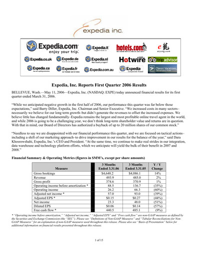 Thumbnail Expedia Group Quarterly Report 2006-q1