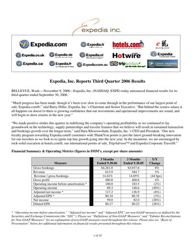 Thumbnail Expedia Group Quarterly Report 2006-q3