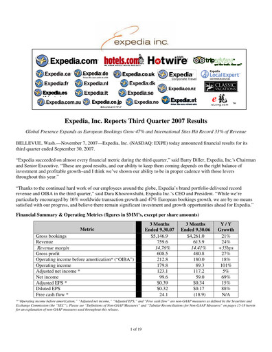 Thumbnail Expedia Group Quarterly Report 2007-q3