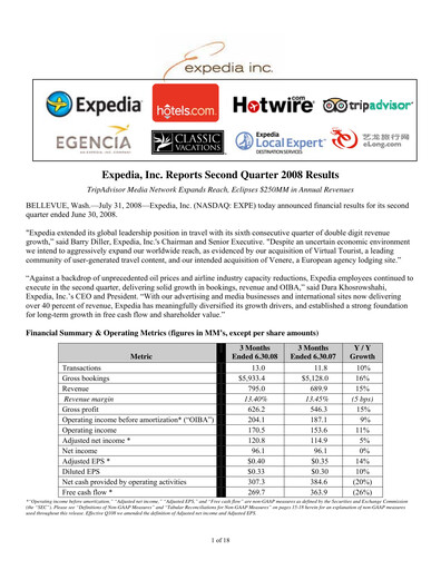 Thumbnail Expedia Group Quarterly Report 2008-q2