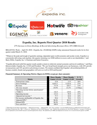 Thumbnail Expedia Group Quarterly Report 2010-q1