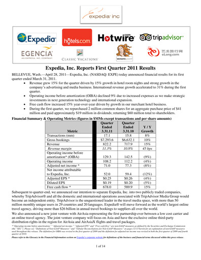 Thumbnail Expedia Group Quarterly Report 2011-q1