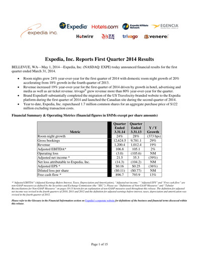 Thumbnail Expedia Group Quarterly Report 2014-q1