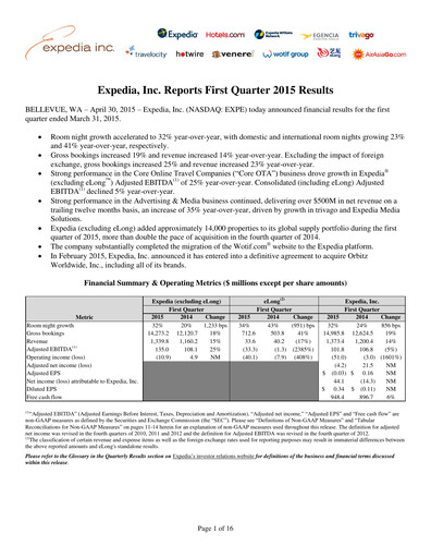 Thumbnail Expedia Group Quarterly Report 2015-q1
