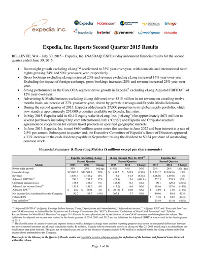 Thumbnail Expedia Group Quarterly Report 2015-q2