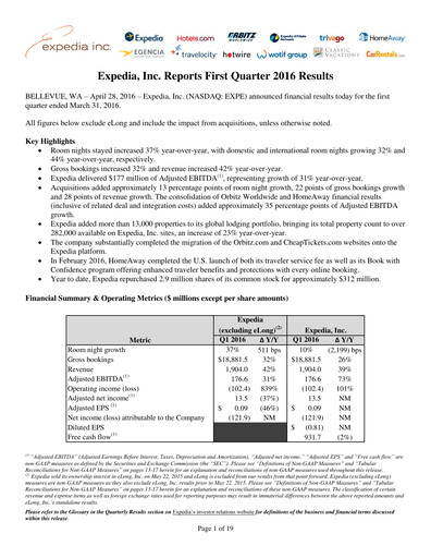 Thumbnail Expedia Group Quarterly Report 2016-q1