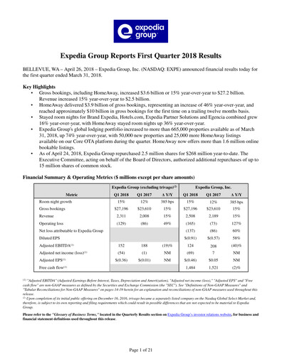 Thumbnail Expedia Group Quarterly Report 2018-q1