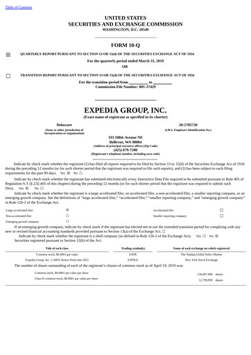 Thumbnail Expedia Group Quarterly Report 2019-q1