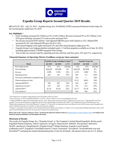 Thumbnail Expedia Group Quarterly Report 2019-q2