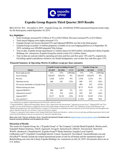 Thumbnail Expedia Group Quarterly Report 2019-q3
