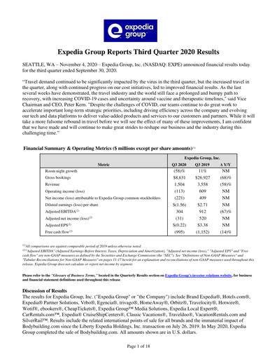 Thumbnail Expedia Group Quarterly Report 2020-q3