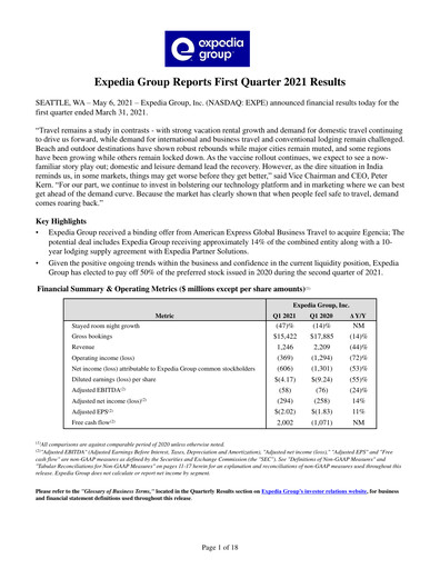 Thumbnail Expedia Group Quarterly Report 2021-q1