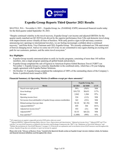 Thumbnail Expedia Group Quarterly Report 2021-q3