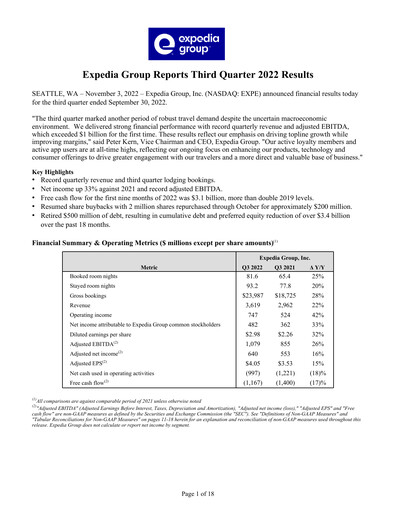 Thumbnail Expedia Group Quarterly Report 2022-q3