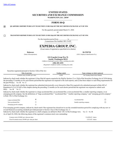 Thumbnail Expedia Group Quarterly Report 2026-q1