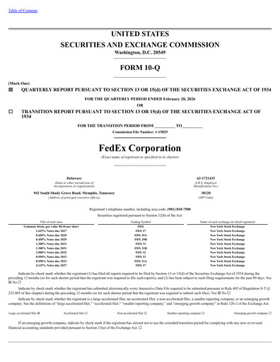 Thumbnail FedEx Quarterly Report 2026-q3