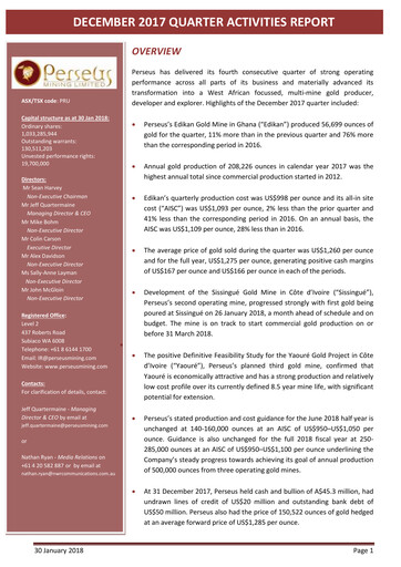 Thumbnail Perseus Mining Quarterly Report 2017-q4