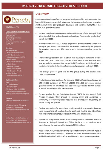 Thumbnail Perseus Mining Quarterly Report 2018-q1