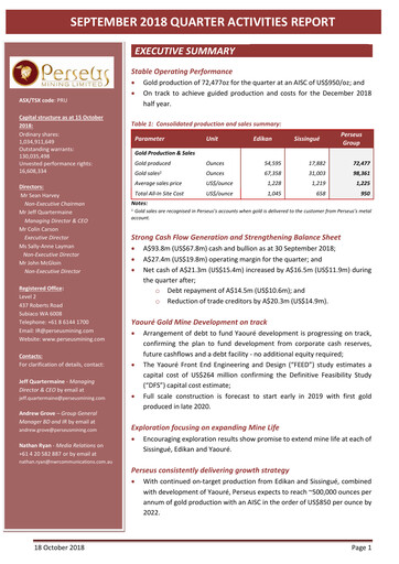 Thumbnail Perseus Mining Quarterly Report 2018-q3
