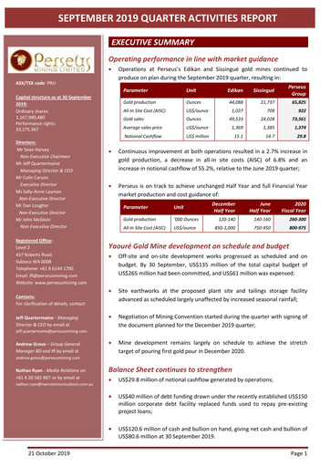 Thumbnail Perseus Mining Quarterly Report 2019-q3