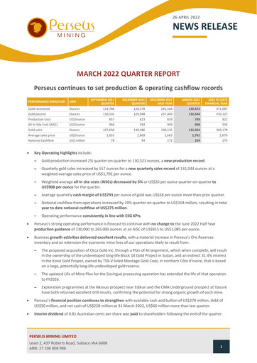 Thumbnail Perseus Mining Quarterly Report 2022-q1