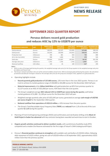 Thumbnail Perseus Mining Quarterly Report 2022-q3