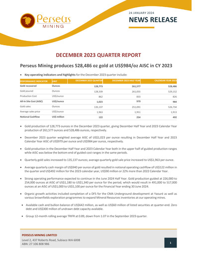 Thumbnail Perseus Mining Quarterly Report 2023-q4