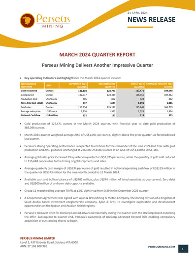 Thumbnail Perseus Mining Quarterly Report 2024-q1