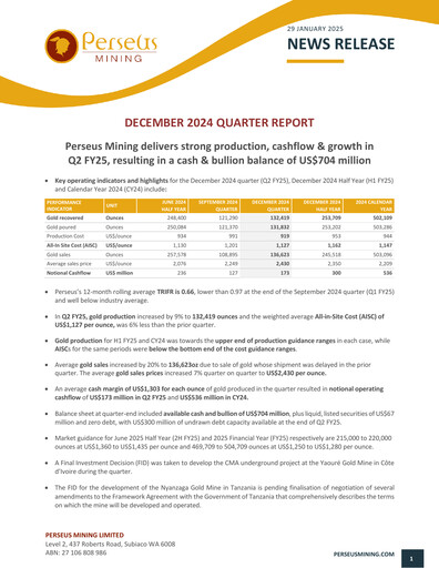 Thumbnail Perseus Mining Quarterly Report 2024-q4