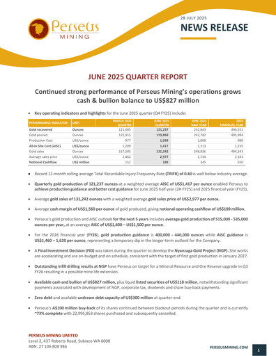 Thumbnail Perseus Mining Quarterly Report 2025-q2