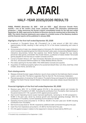 Vorschaubild ATARI Halbjahresbericht 2025-2026