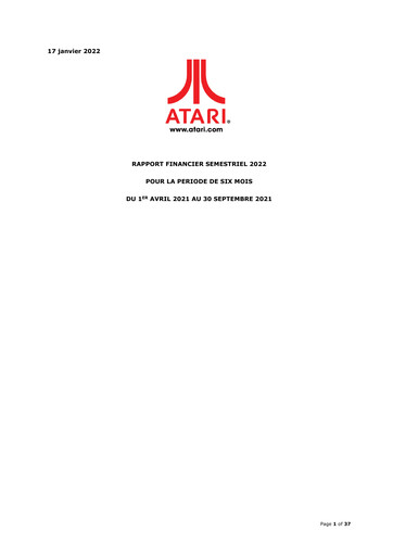 Miniature ATARI Rapport semestriel 2021-h1