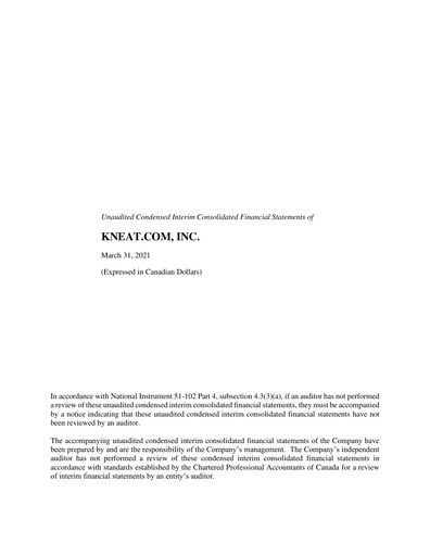 Thumbnail kneat.com Quarterly Report 2021-q1